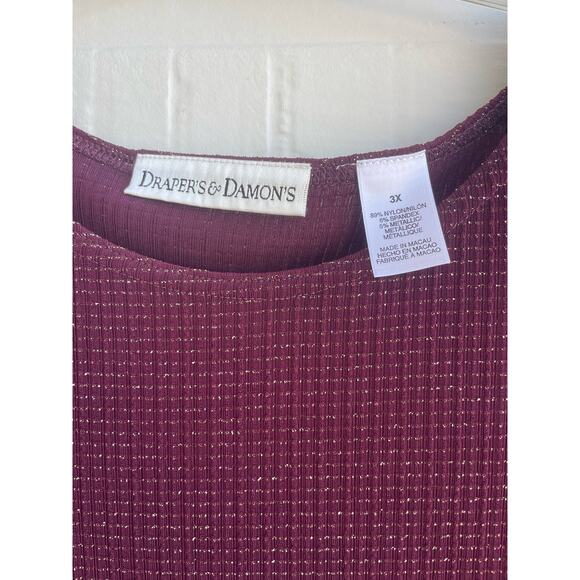 Draper's & Damon's Wine Colored Sparkly Shirt 3X - Picture 3 of 8